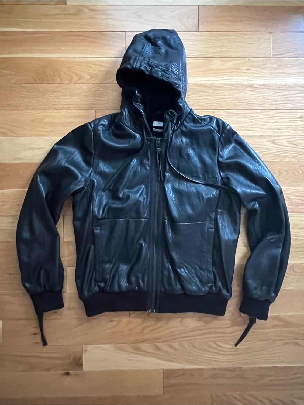 GAP X NSF Washed Black Leather Hoodie